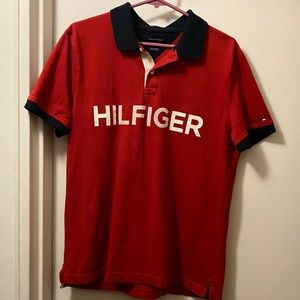 Tommy Hilfiger Men’s Red Polo Blue Collar Size Large
